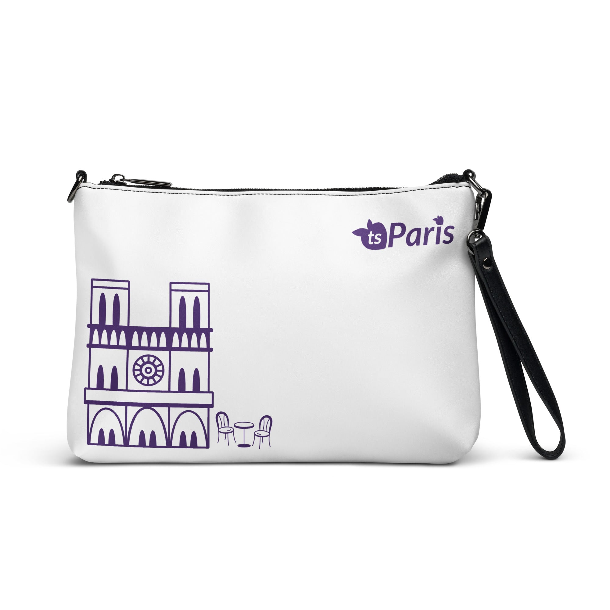tsgabrielle® • Paris - Notre-Dame Cathedral • Crossbody Bag • White • 11″ × 8″ • White Zipper