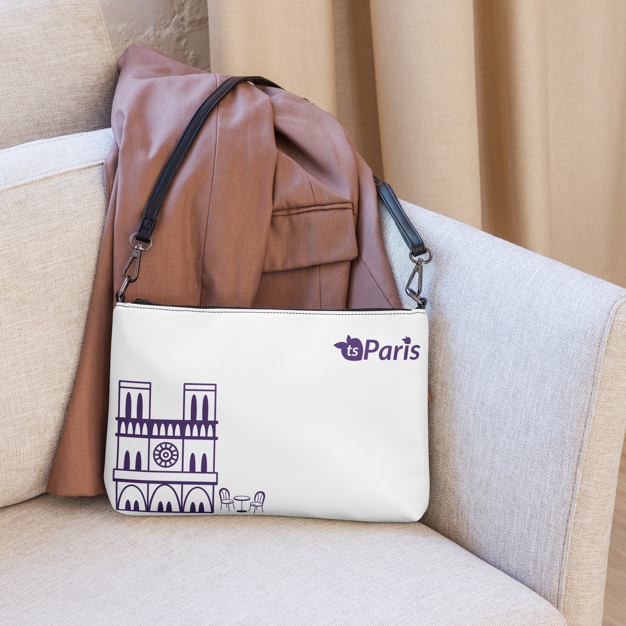 tsgabrielle® • Paris - Notre-Dame Cathedral • Crossbody Bag • White • 11″ × 8″ •