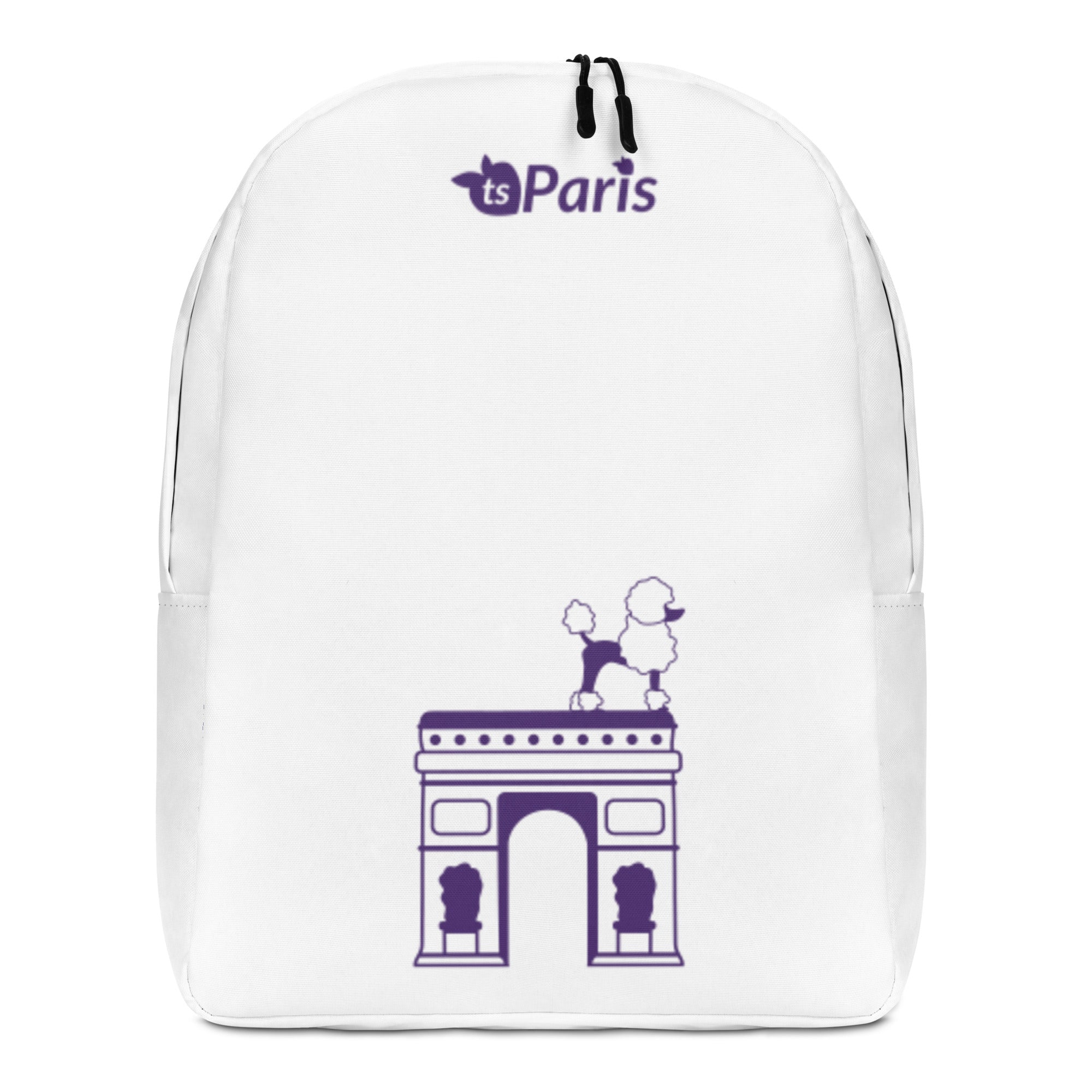 tsgabrielle® • Paris - Arc de Triomphe • Minimalist Backpack • White • White Waterproof Backpack strap