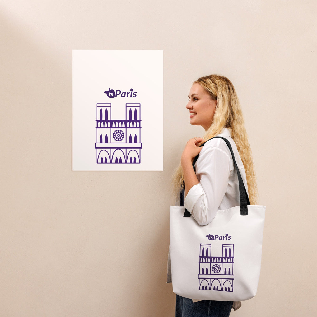 tsgabrielle® • Paris - Notre-Dame Cathedral • Tote Bag • White • 39 x 39 cm •