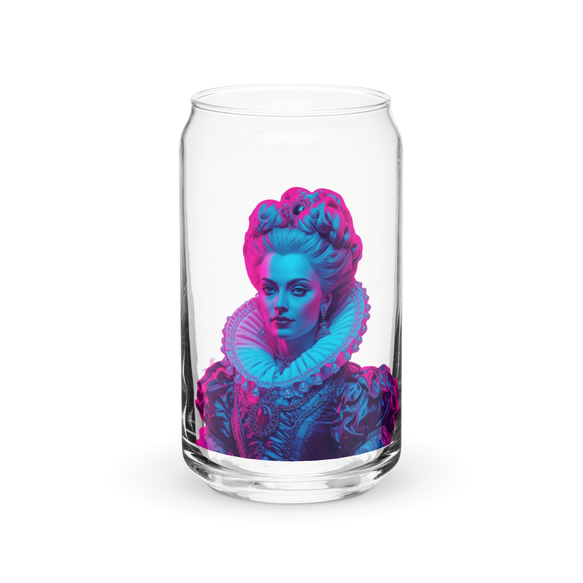 tsgabrielle® • Paris - Marie Antoinette • Can-Shaped Glass • 20 oz • 2 Options • 16 oz With Lid & Straw Clear Glass
