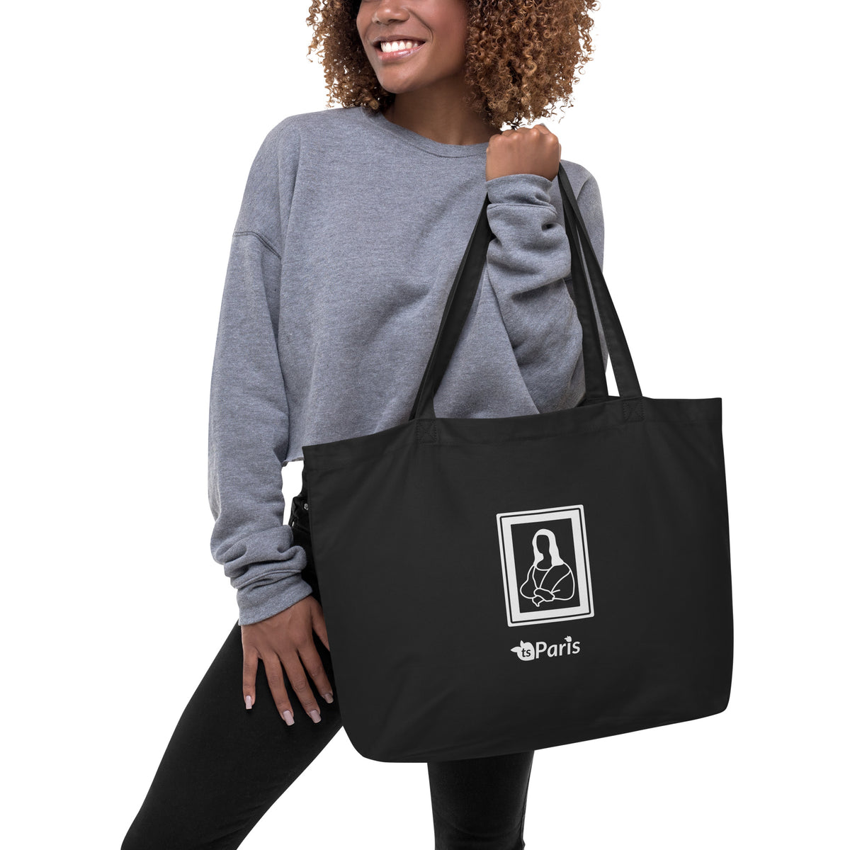 tsgabrielle® • Paris - Da Vinci • Large Tote Bag • Black • Cotton Organic •