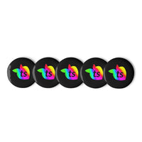 tsgabrielle® • Pride 25 • Set of 5 Pin Buttons • Black
