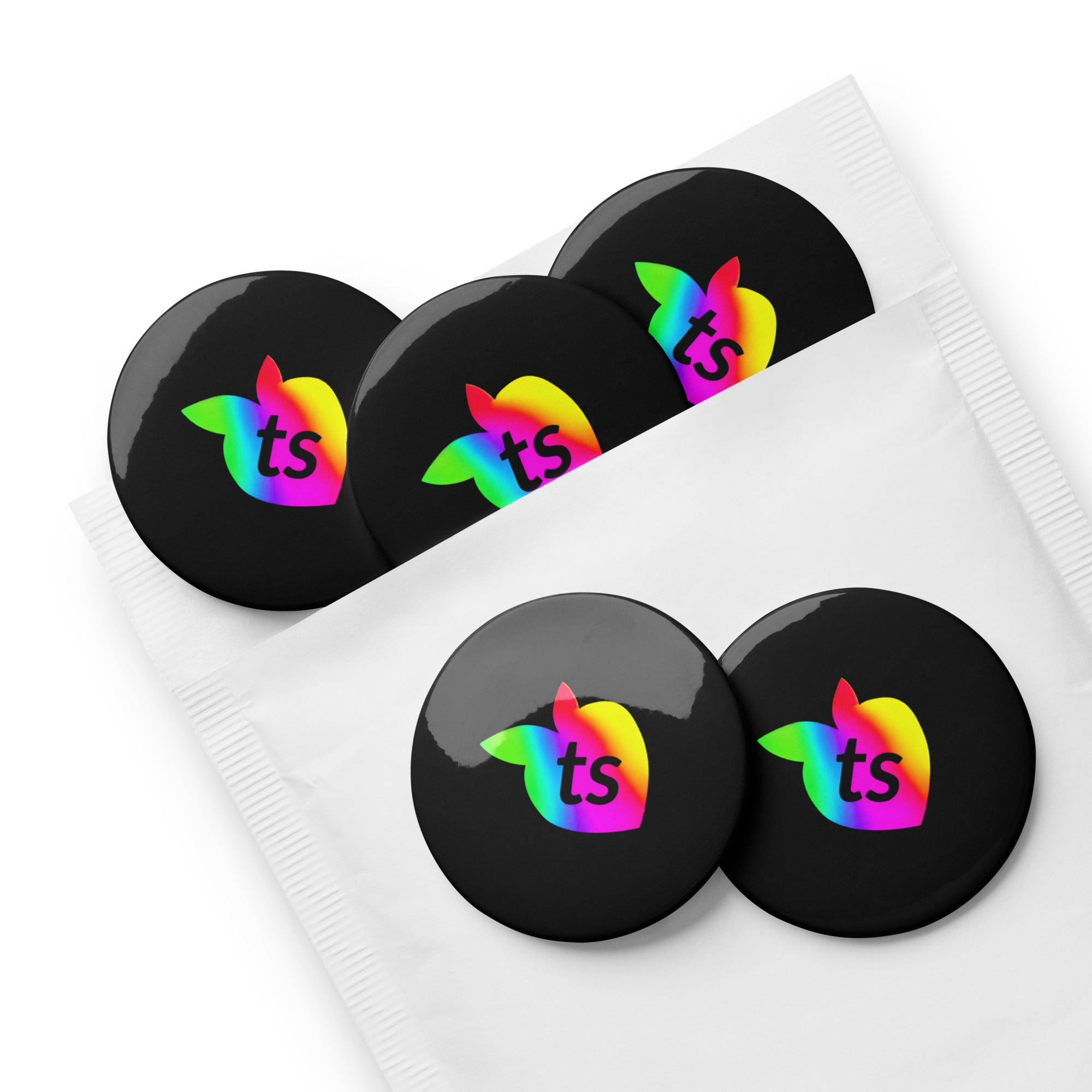 tsgabrielle® • Pride 25 • Set of 5 Pin Buttons • Black