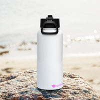 tsgabrielle® • Flamant 🦩 Rose • Water Bottle with a Straw Lid • Stainless Steel • White • 950 ml
