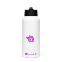 tsgabrielle® • Water Bottle with a Straw Lid • White • Stainless Steel • 950 ml