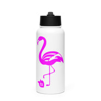 tsgabrielle® • Flamant 🦩 Rose • Water Bottle with a Straw Lid • Stainless Steel • White • 950 ml