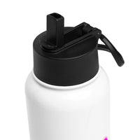tsgabrielle® • Flamant 🦩 Rose • Water Bottle with Straw Lid • Stainless Steel • White • 32 oz •