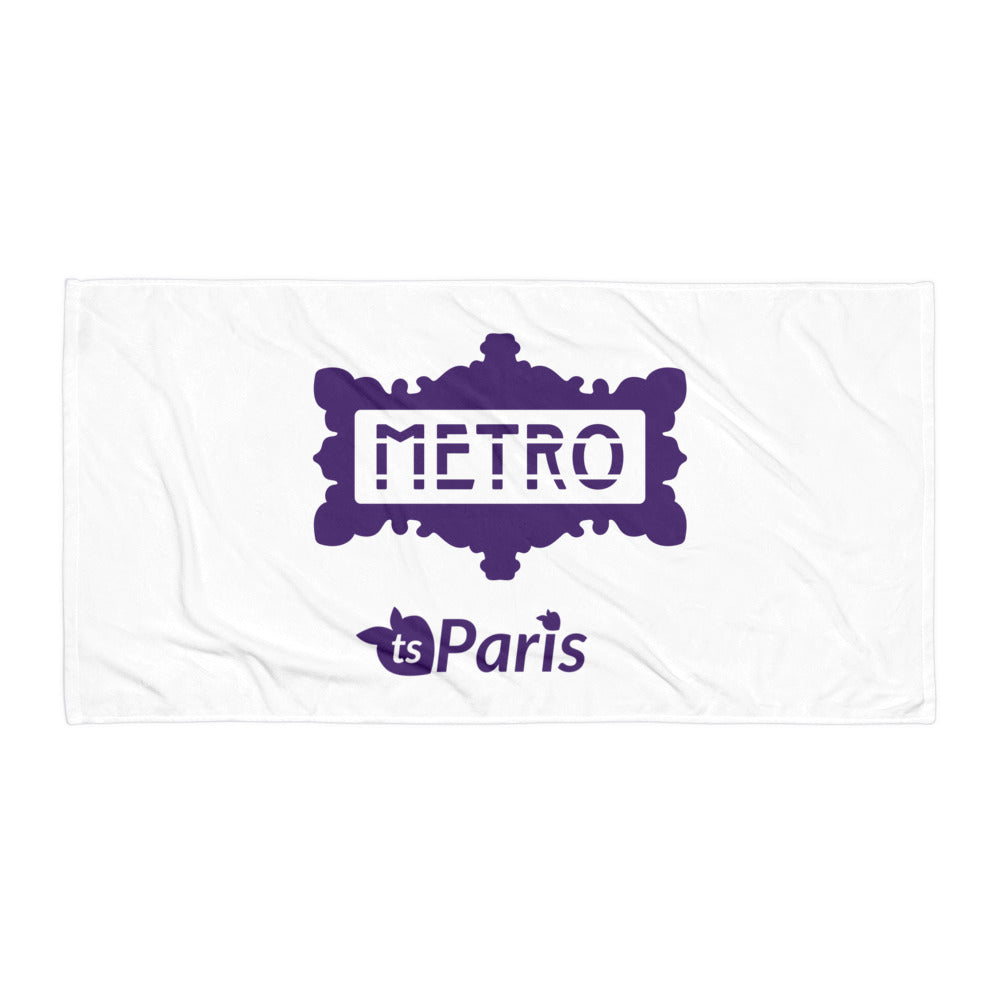 tsgabrielle® • Paris - Le Métro • Bath Towel • 30″ × 60″ • White