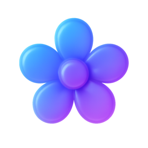 Blue and purple balloon flower on a white background