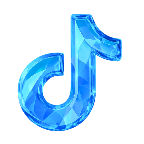 Gradient blue to purple TikTok logo on a white background