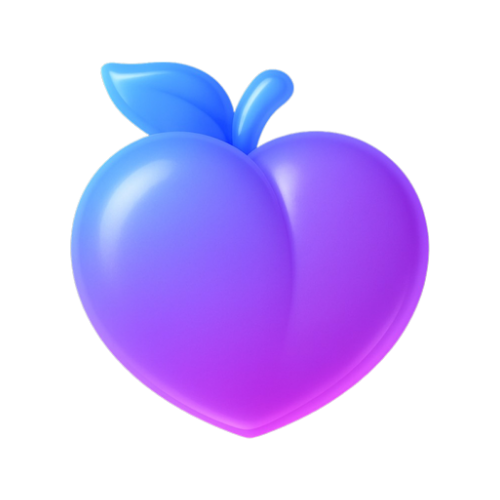 Blue and purple heart-shaped object on a white background