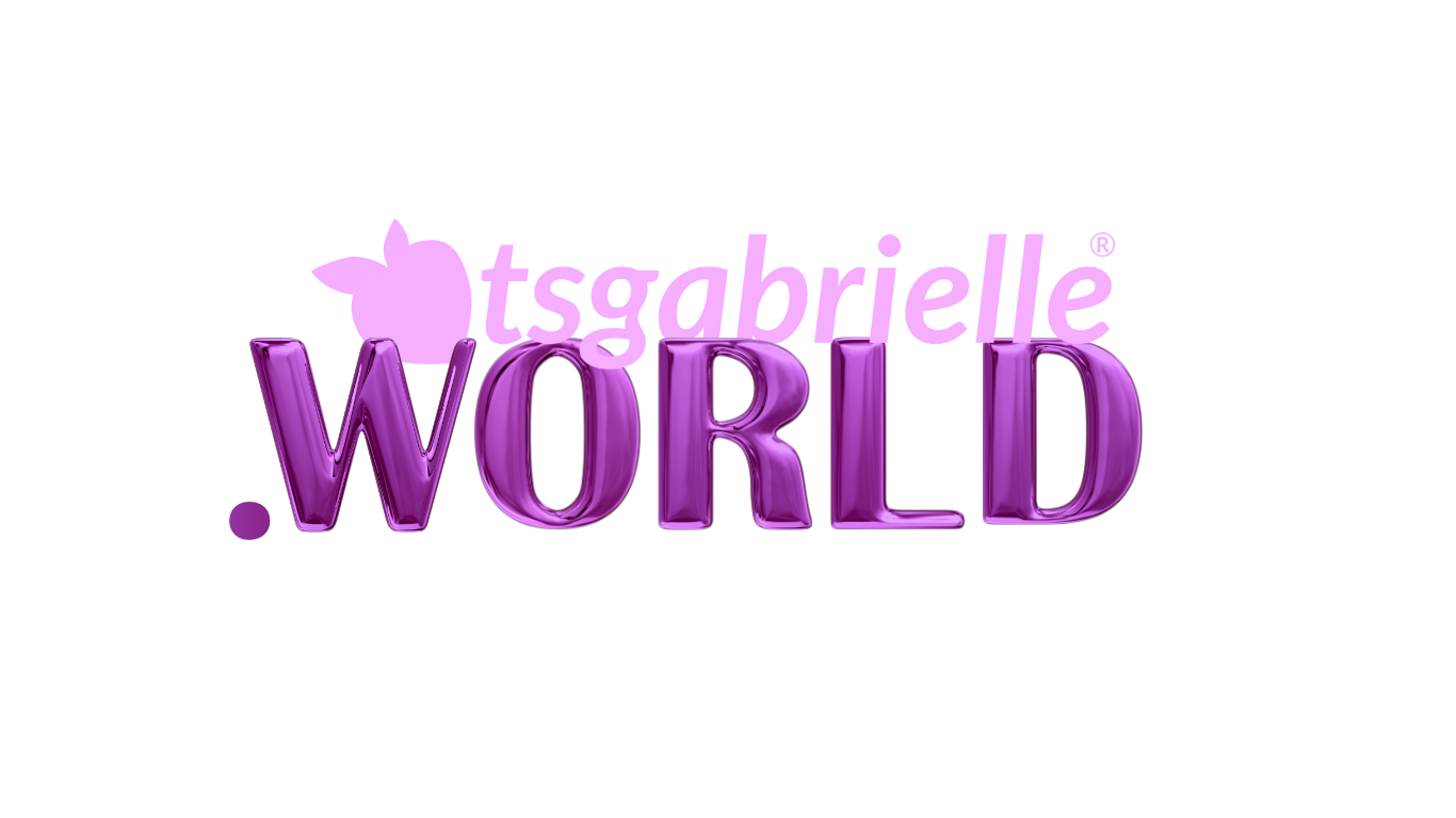 Logo with 'tsgabrielle WORLD' text in purple on a white background