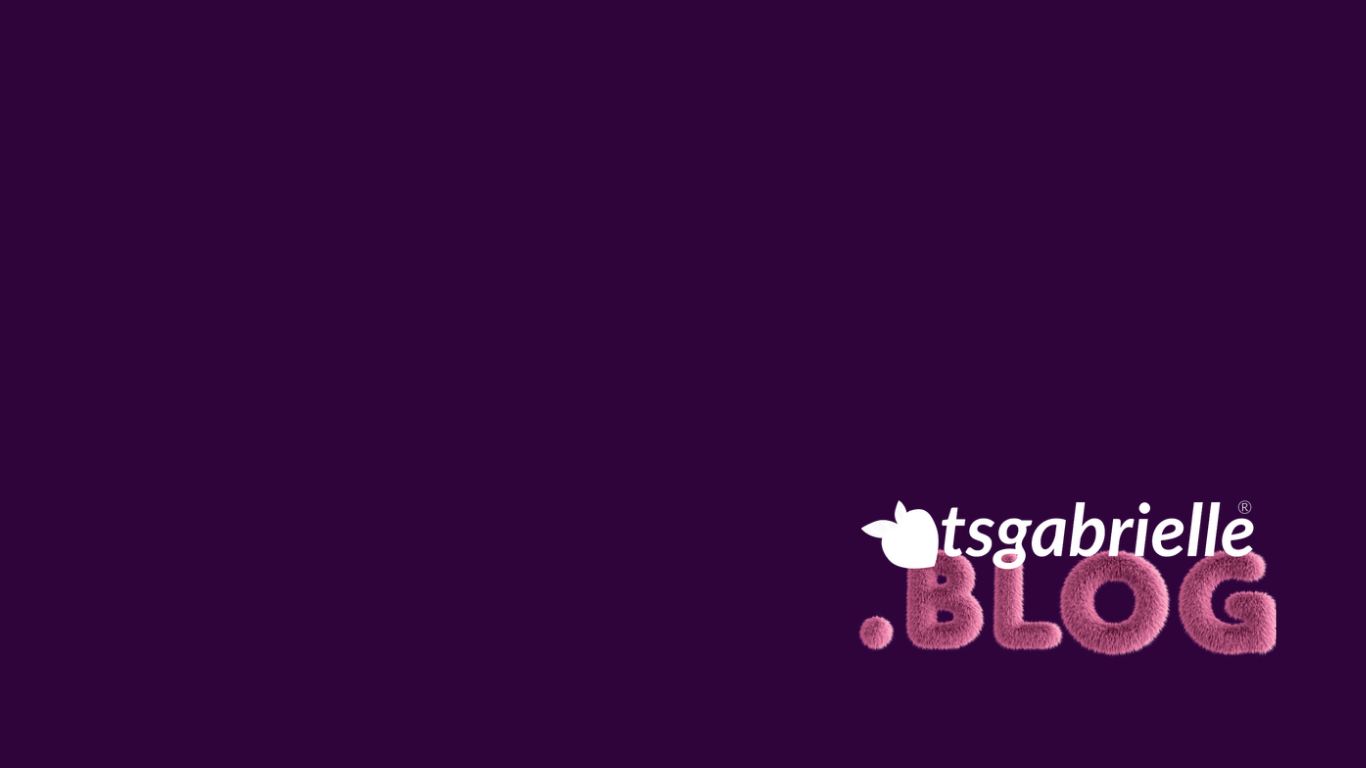 Logo with 'tsgabrielle .BLOG' on a dark purple background