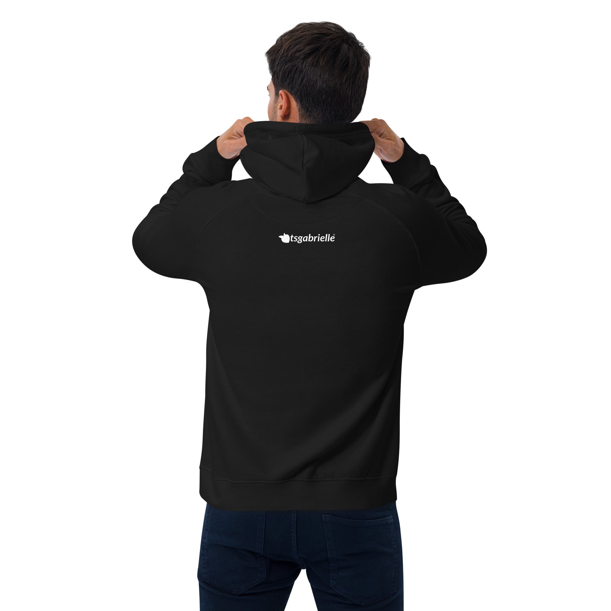 tsgabrielle® • Men's • Pride 25 • Eco Raglan Hoodie • Black • 100% Organic Cotton