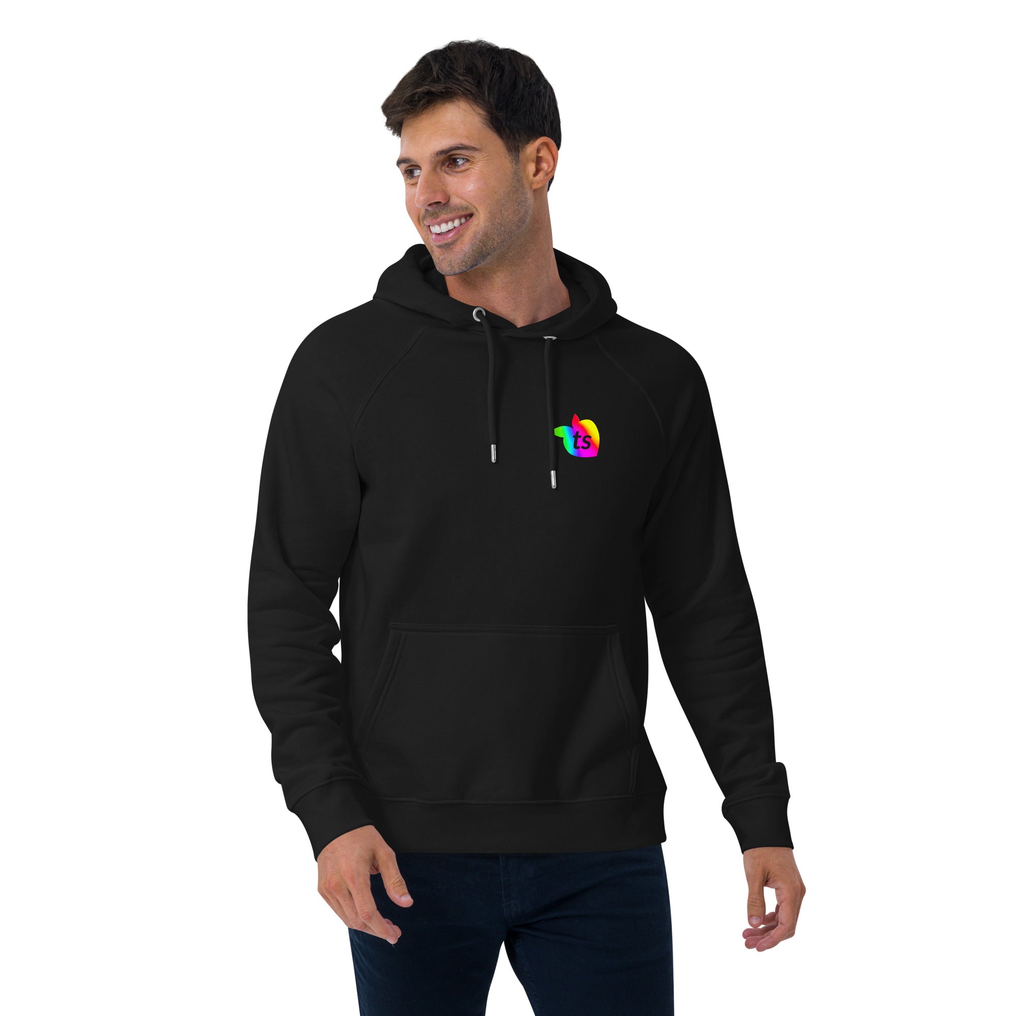 tsgabrielle® • Men's • Pride 25 • Eco Raglan Hoodie • Black • 100% Organic Cotton