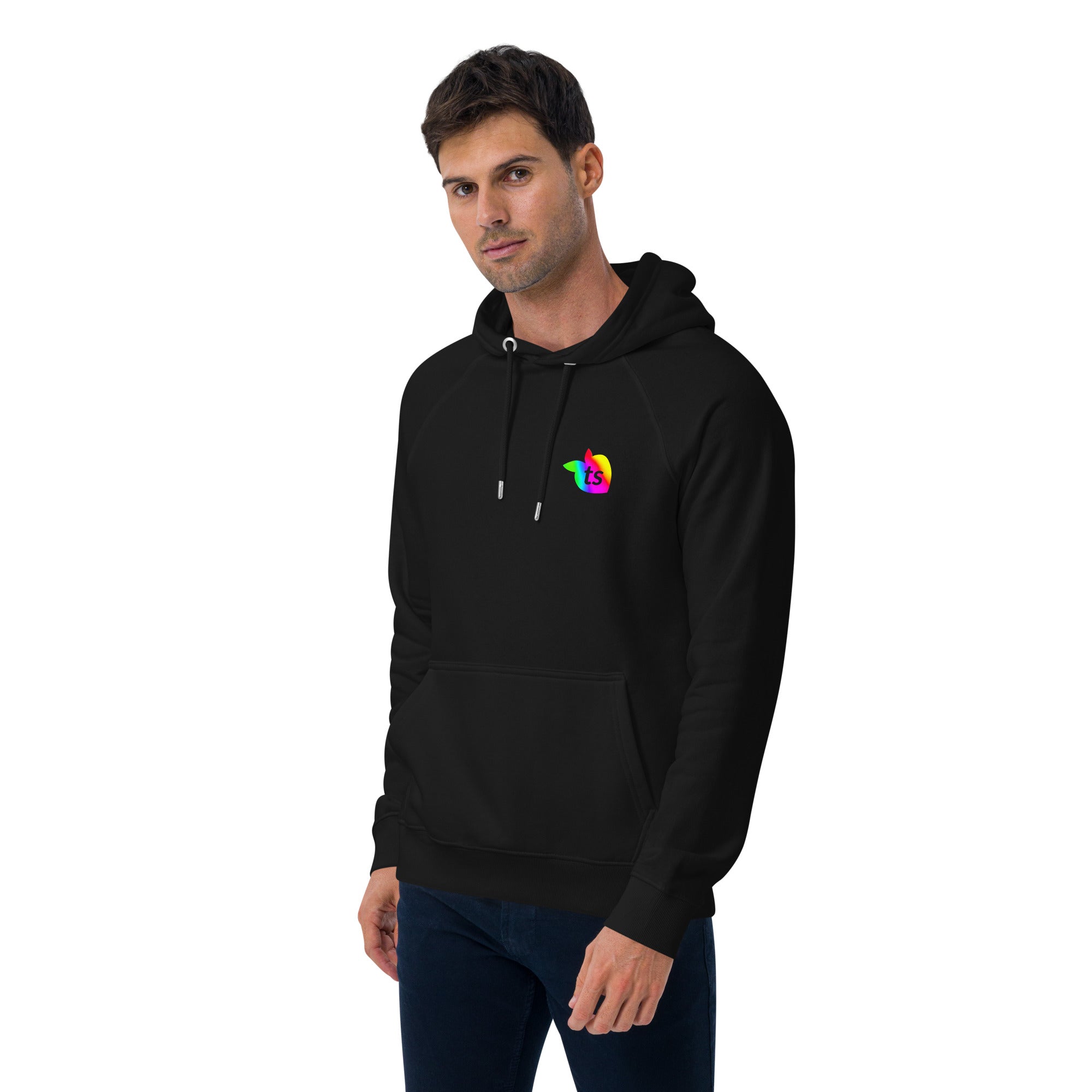 tsgabrielle® • Men's • Pride 25 • Eco Raglan Hoodie • Black • 100% Organic Cotton