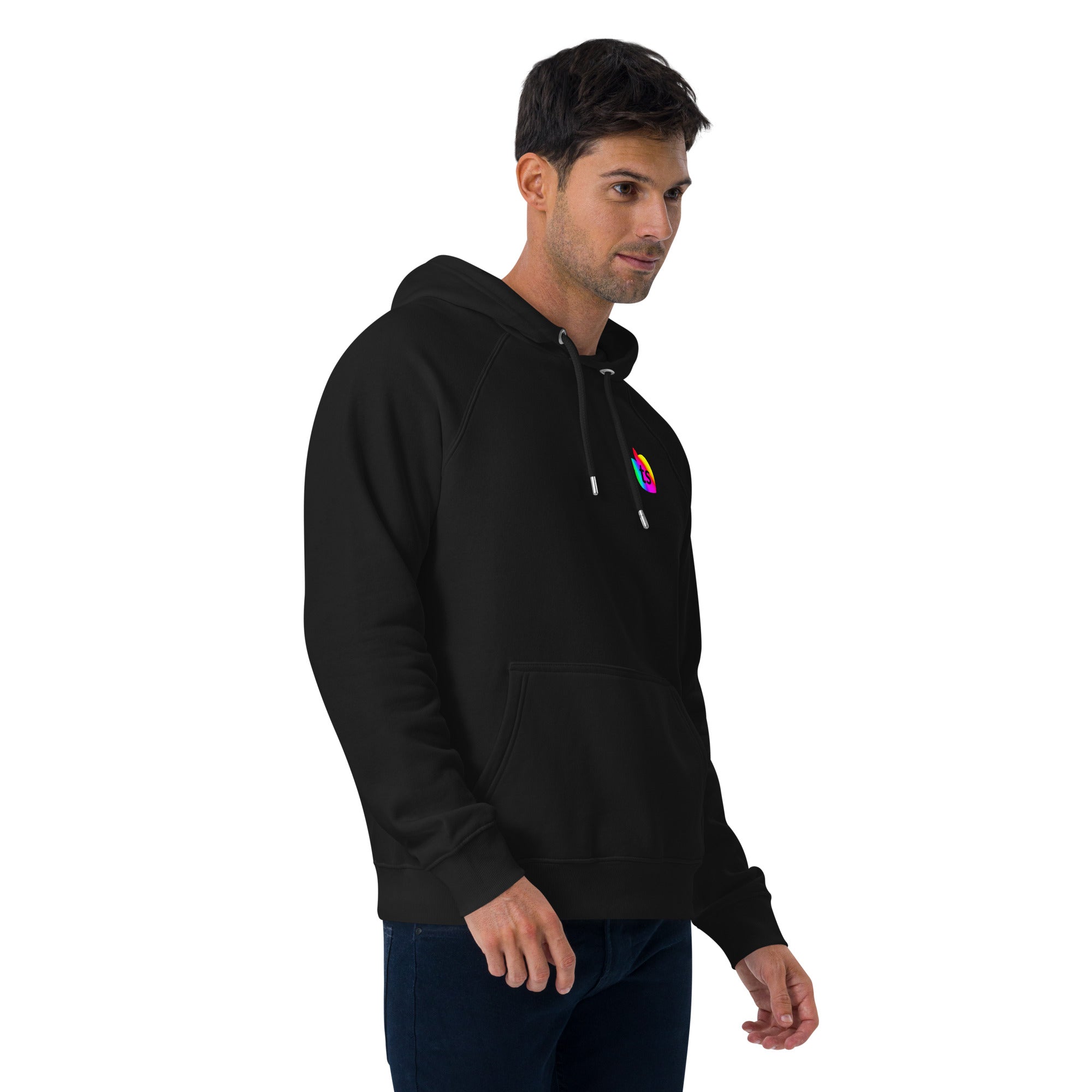 tsgabrielle® • Men's • Pride 25 • Eco Raglan Hoodie • Black • 100% Organic Cotton